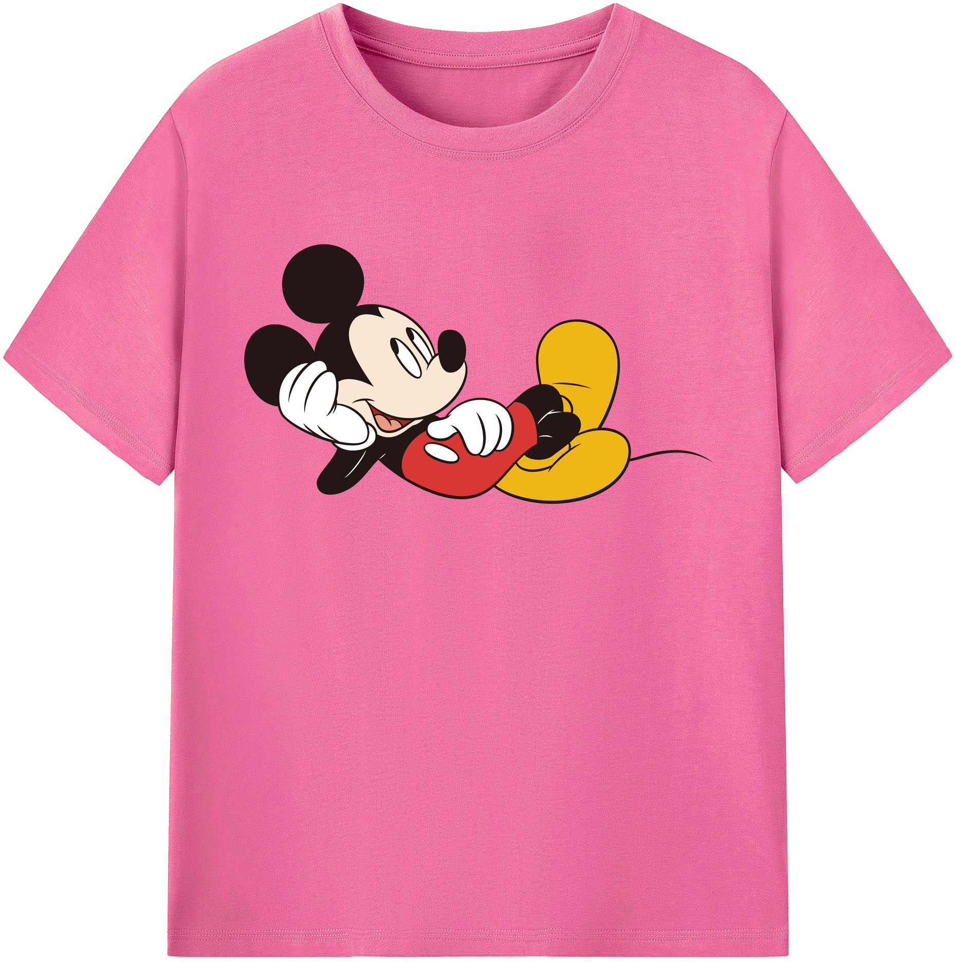 （画像用） ミッキーマウス Mickey Mouse レディースカジュアルプリントTシャツ（綿100％）